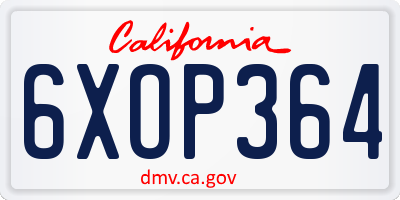 CA license plate 6XOP364
