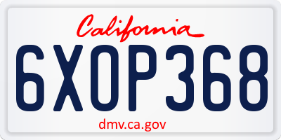 CA license plate 6XOP368