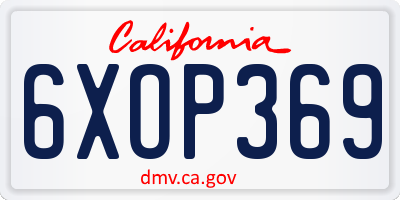 CA license plate 6XOP369
