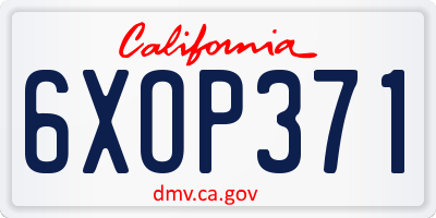 CA license plate 6XOP371