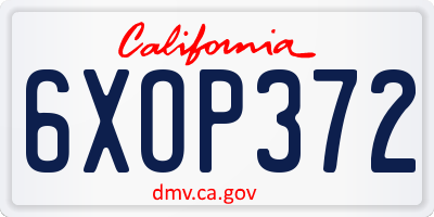 CA license plate 6XOP372