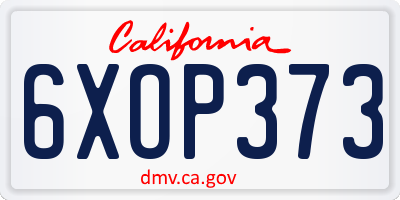 CA license plate 6XOP373