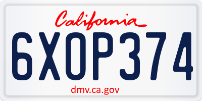 CA license plate 6XOP374