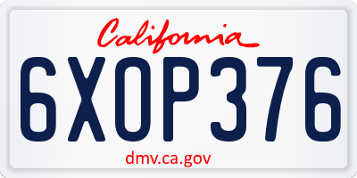 CA license plate 6XOP376