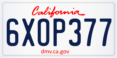 CA license plate 6XOP377