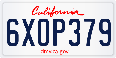 CA license plate 6XOP379