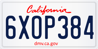 CA license plate 6XOP384