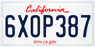 CA license plate 6XOP387