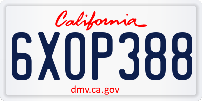 CA license plate 6XOP388