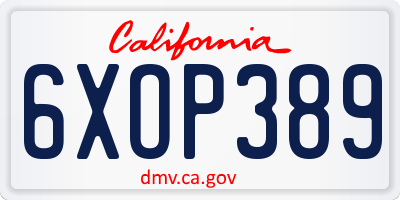 CA license plate 6XOP389