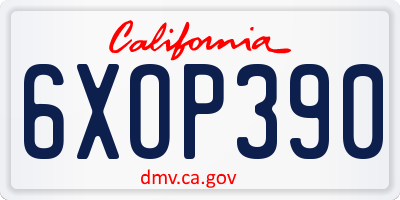 CA license plate 6XOP390