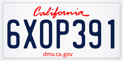 CA license plate 6XOP391
