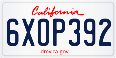 CA license plate 6XOP392