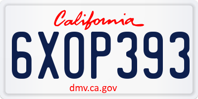 CA license plate 6XOP393