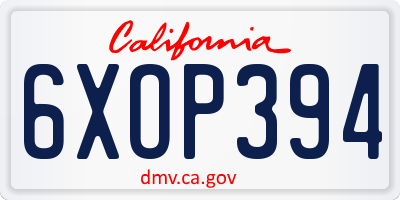 CA license plate 6XOP394