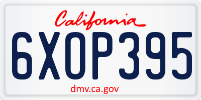 CA license plate 6XOP395
