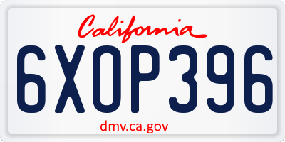 CA license plate 6XOP396