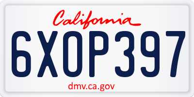 CA license plate 6XOP397