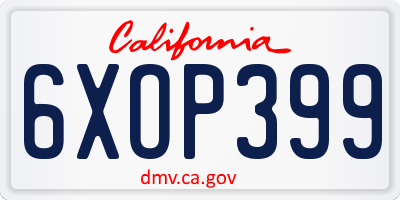 CA license plate 6XOP399