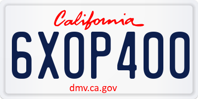 CA license plate 6XOP400