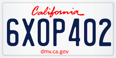 CA license plate 6XOP402