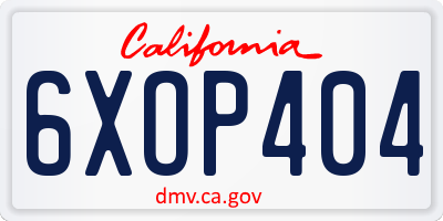 CA license plate 6XOP404