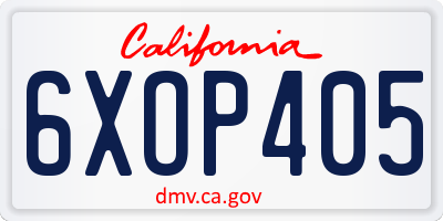 CA license plate 6XOP405
