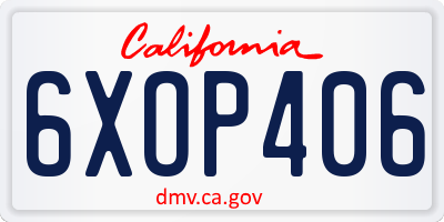 CA license plate 6XOP406