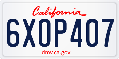 CA license plate 6XOP407