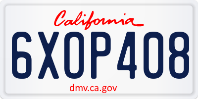 CA license plate 6XOP408