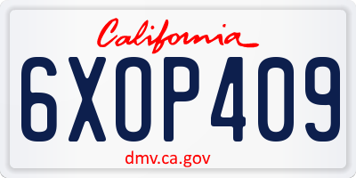 CA license plate 6XOP409