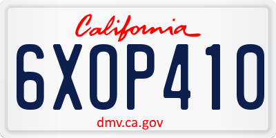 CA license plate 6XOP410