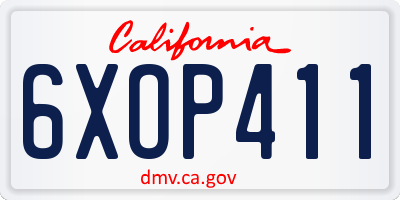 CA license plate 6XOP411