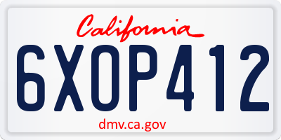 CA license plate 6XOP412