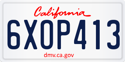 CA license plate 6XOP413