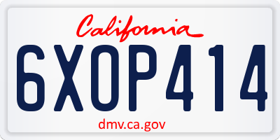 CA license plate 6XOP414