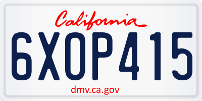 CA license plate 6XOP415