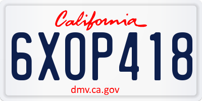 CA license plate 6XOP418
