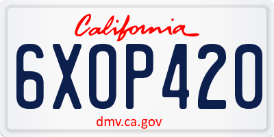 CA license plate 6XOP420