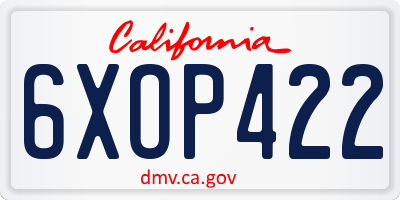 CA license plate 6XOP422