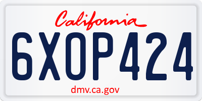 CA license plate 6XOP424