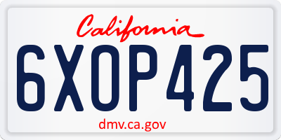 CA license plate 6XOP425