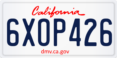 CA license plate 6XOP426
