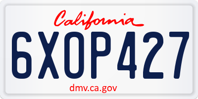 CA license plate 6XOP427