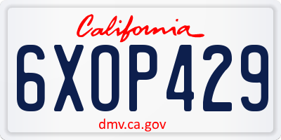 CA license plate 6XOP429