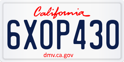 CA license plate 6XOP430