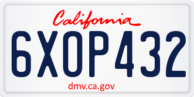 CA license plate 6XOP432