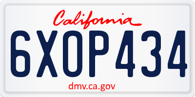 CA license plate 6XOP434
