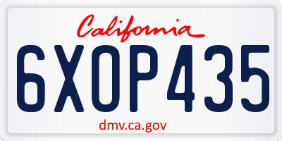 CA license plate 6XOP435