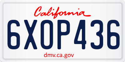 CA license plate 6XOP436
